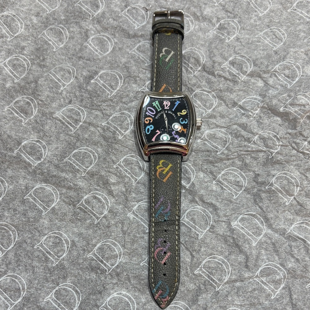 Dooney & Bourke Multicolor Number Watch with Black Strap- NEEDS BATTERY.